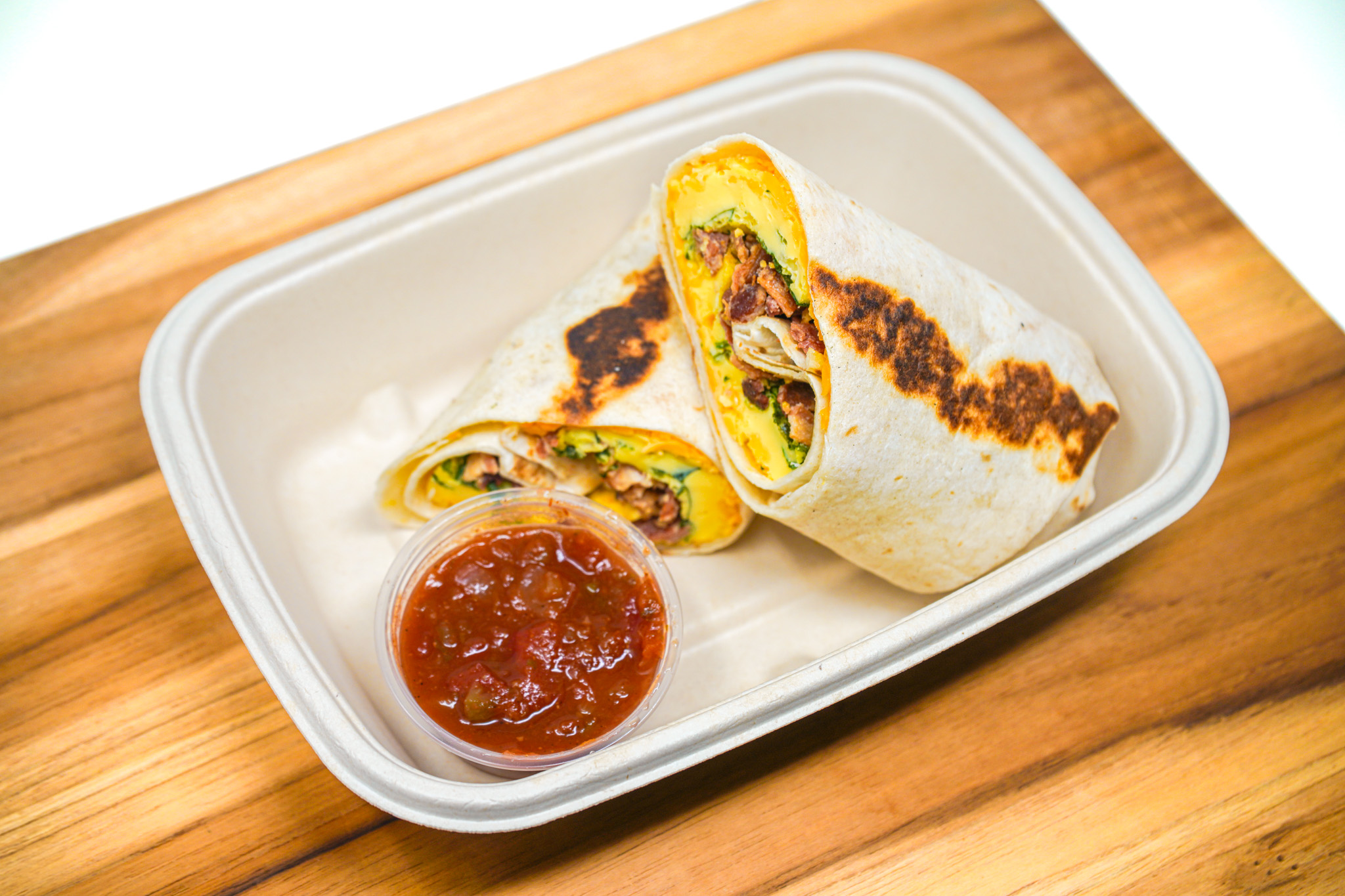 Breakfast Burrito - Bacon, Egg & Cheddar w/ Red Salsa