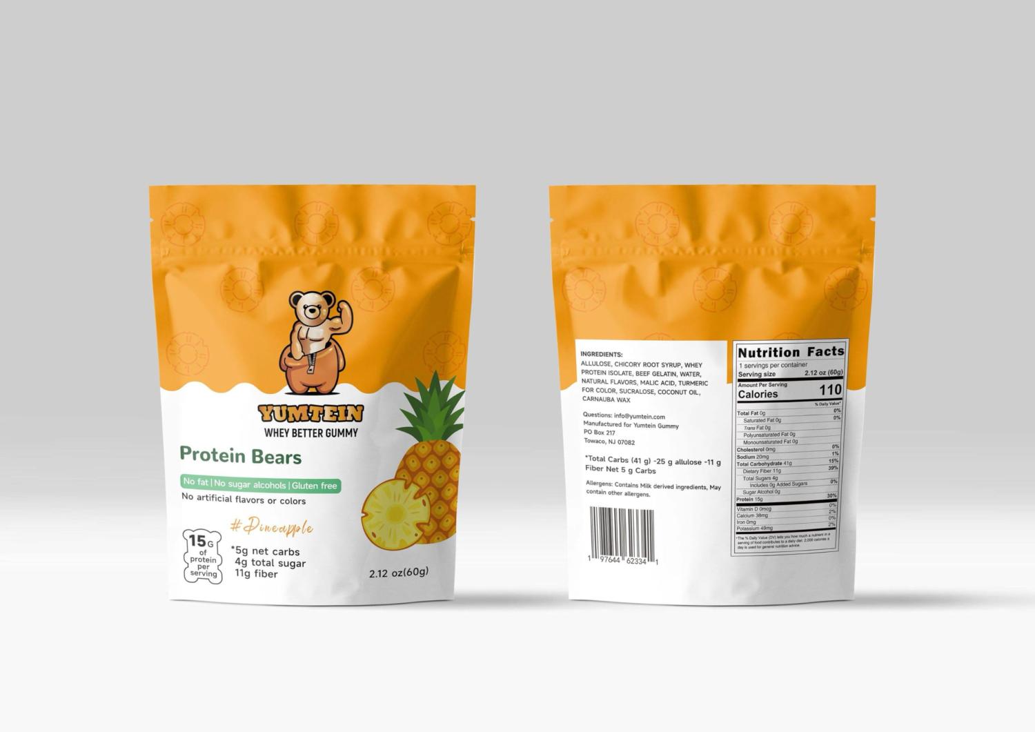 High Protein Gummy Bears (Pineapple)